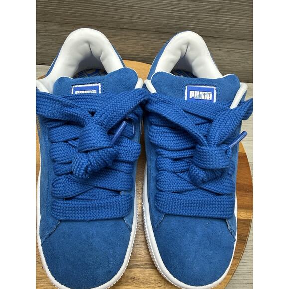 Men 5 Puma Suede XL Suede Blue Trainers - Picture 4 of 9